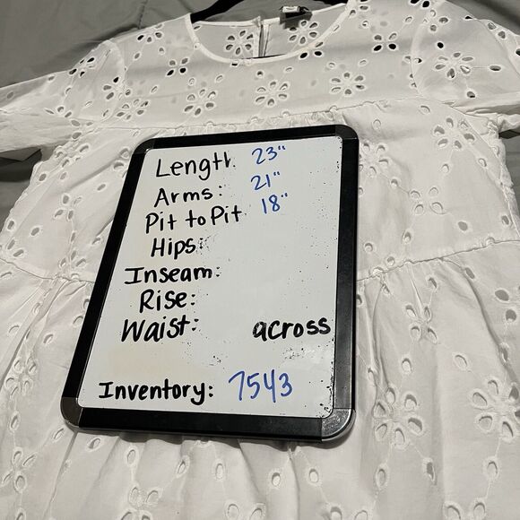 J. Crew Factory Womens Eyelet Tiered Long Sleeve Top Size XS White Keyhole - Picture 12 of 12